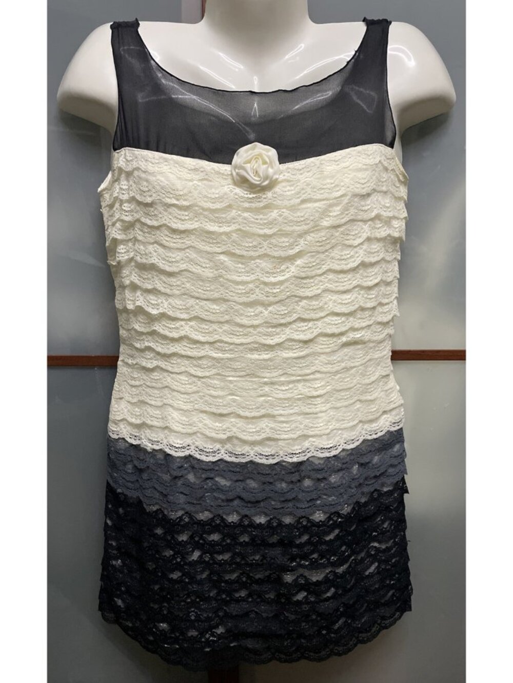 Behnaz Sarafpour x Target Dress Size 7 Sheer Chiffon Ombré Lace Layered Ruffles